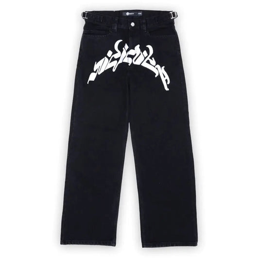 VOVE Graphic Text Denim Jeans Black