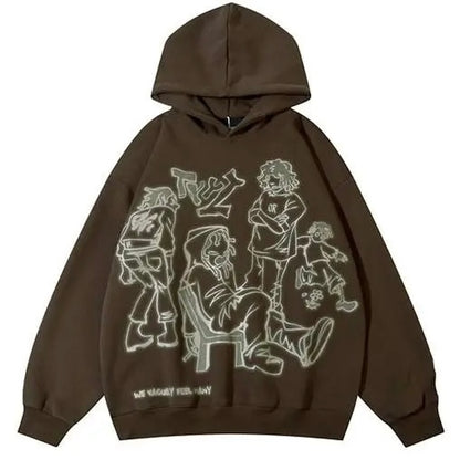 VOVE Cartoon Dream Graphic Hoodie Brown