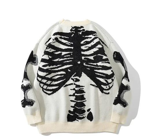 White Skeleton Knitted Sweater