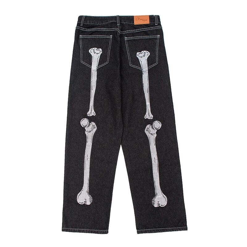 VOVE Skeleton Print Jeans Black