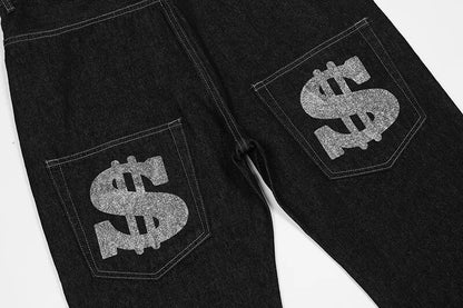 VOVE Money Graphic Print Jeans Black