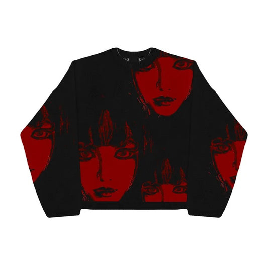 VOVE Red Girl Knitted Sweater Black