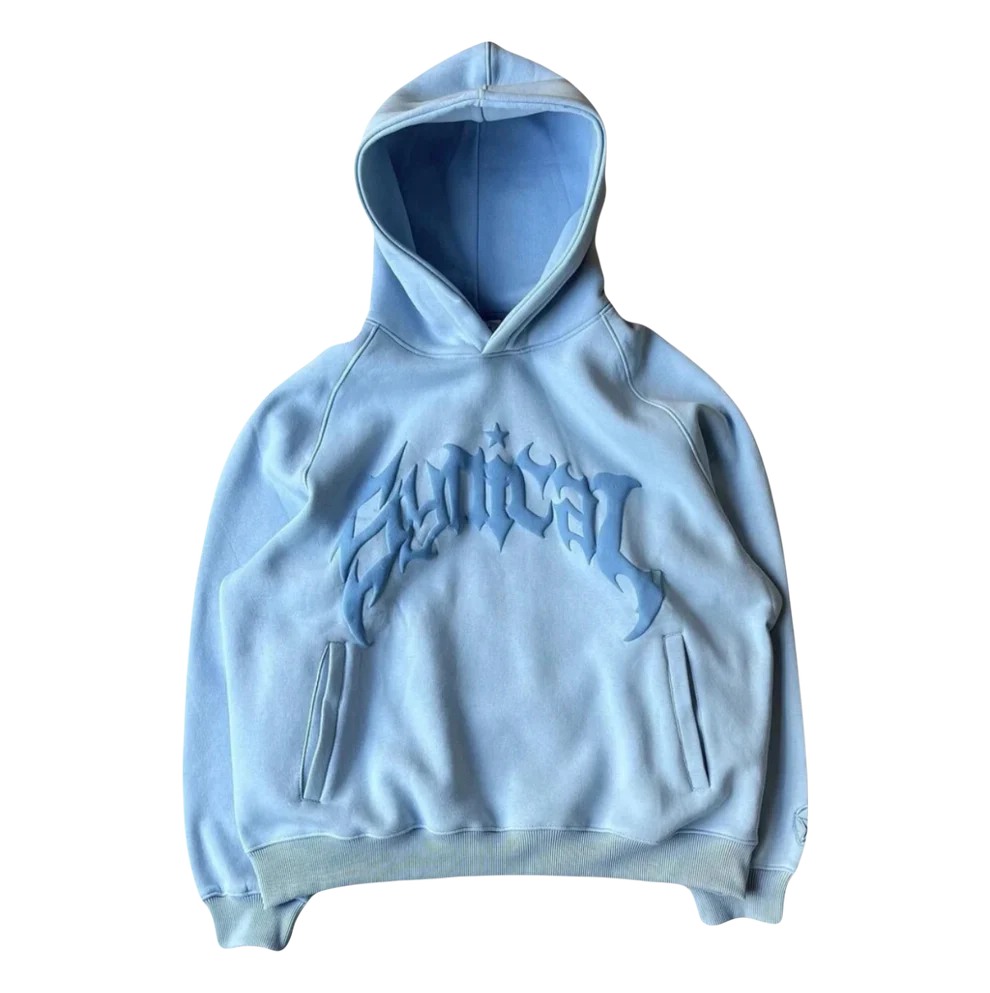 VOVE Gothic Print Hoodie Sky Blue