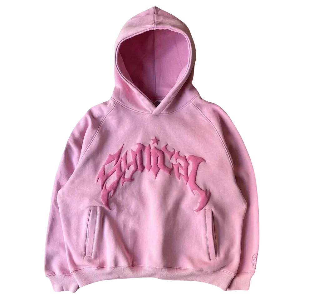 VOVE Gothic Print Hoodie Candy Floss Pink