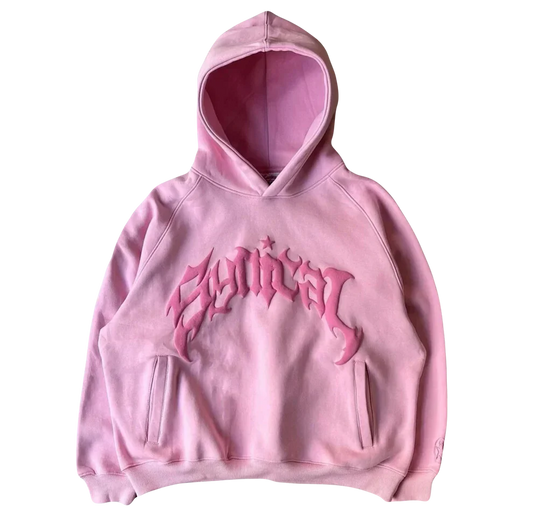 VOVE Gothic Print Hoodie Candy Floss Pink