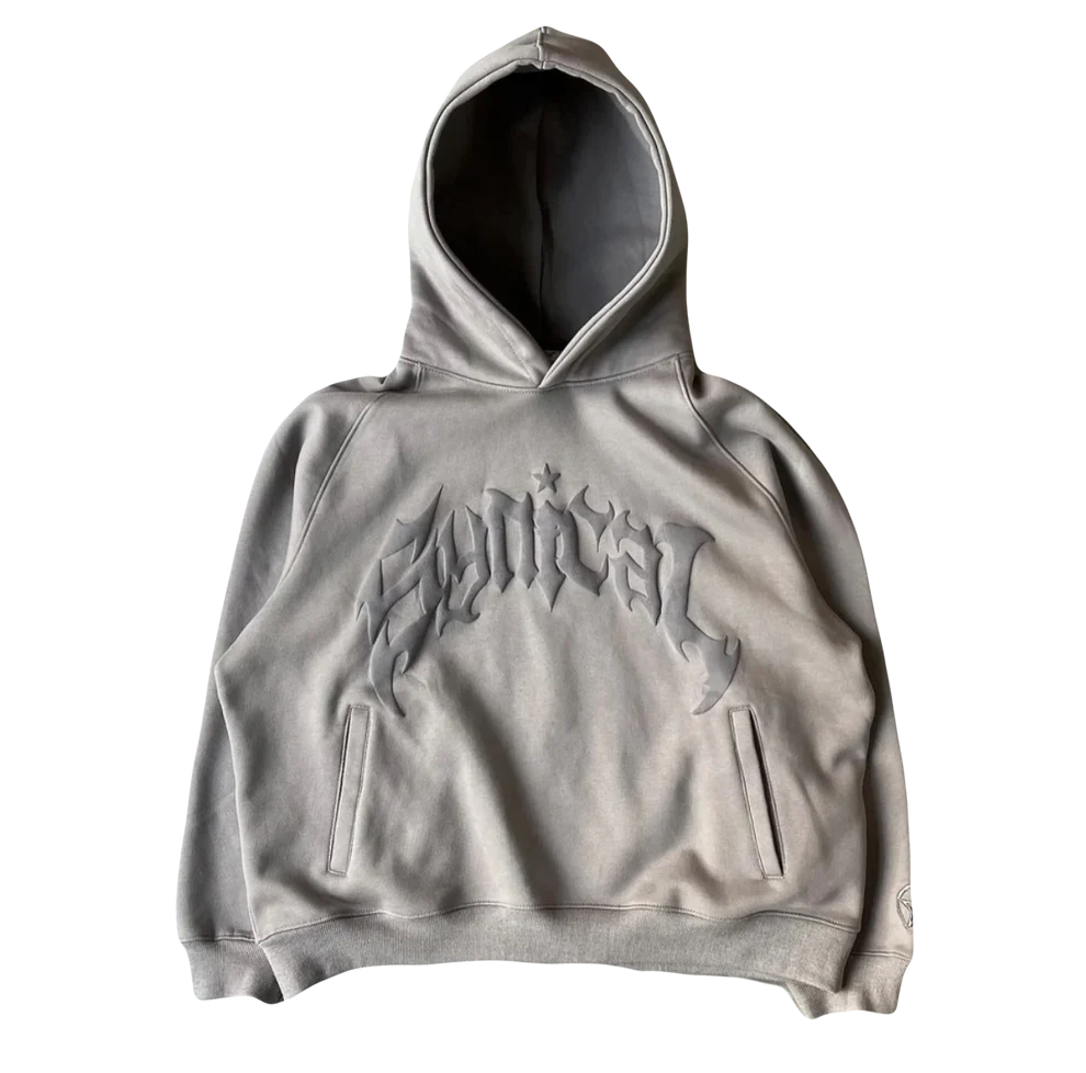 VOVE Gothic Print Hoodie Misty Gray