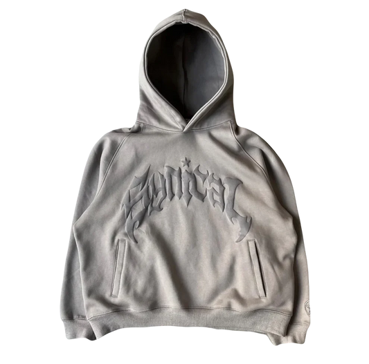 VOVE Gothic Print Hoodie Misty Gray