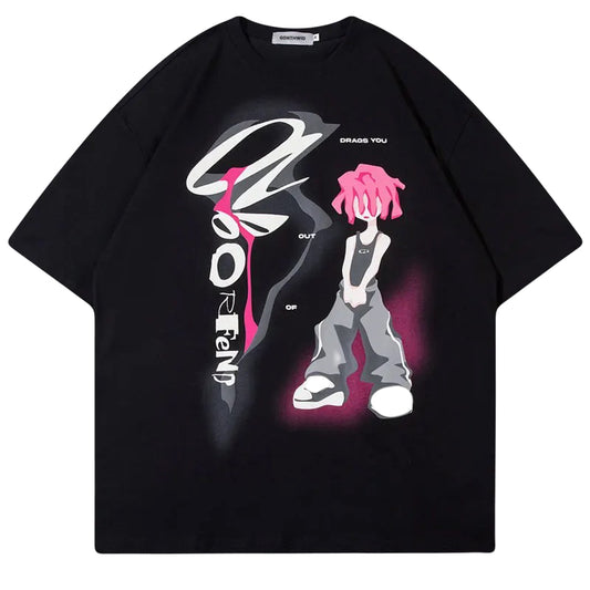 VOVE Pink Dread Head T-Shirt Black