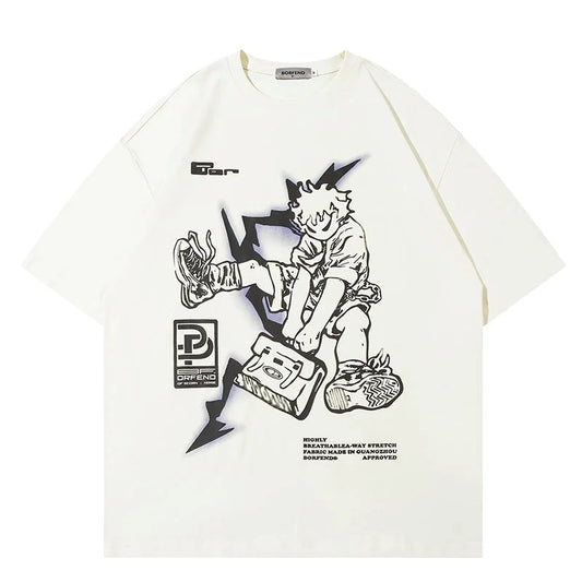 VOVE Cartoon Street T-Shirt Light Beige